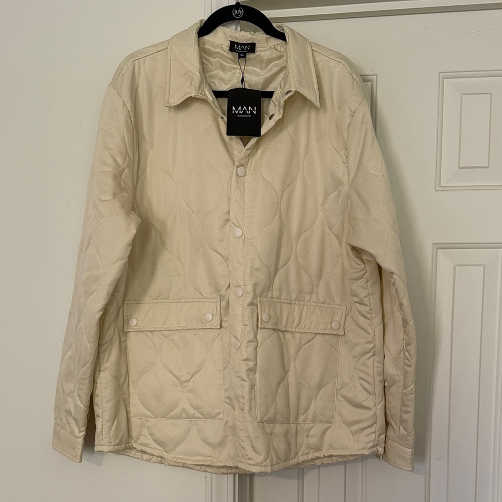 Boohoo Mens Cream Puffer Jacket